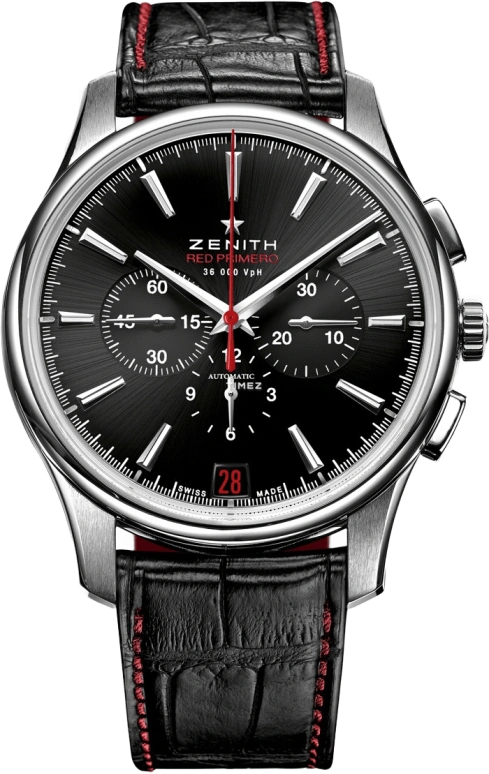 Zenith,Elite 42mm,42mm,Stainless Steel,Black,Silver White,Automatic,Chronograph,Day,03,03.2115.400/21.C703