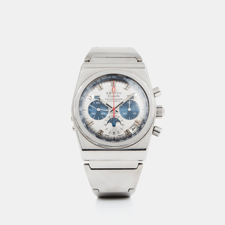 Zenith,Icons 38mm,38mm,Stainless Steel,Blue,Silver White,Automatic,Chronograph,Moonphase,Month,Date,Tonneau,Silver,A7817