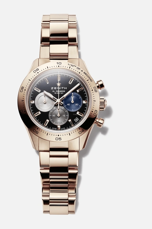 Zenith,Chronomaster Sport 41mm,41mm,Rose Gold,Black,Automatic,Chronograph,Day,18,18.3101.3600/21.M3100