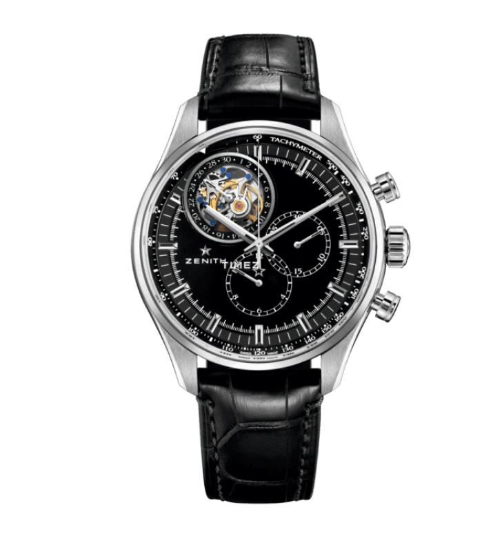 Zenith,El Primero 46mm,46mm,Stainless Steel,Black,Automatic,Chronograph,Day,Tourbillon,03,03.2280.4035/21.C714