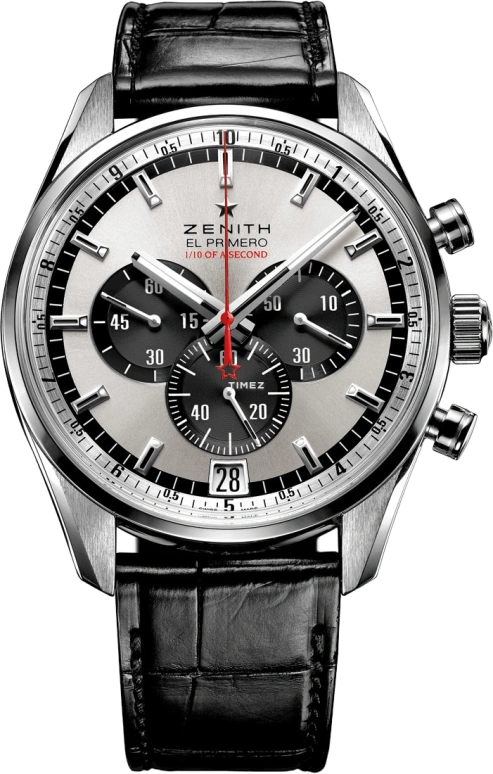 Zenith,El Primero 42mm,42mm,Stainless Steel,Silver White,Automatic,Chronograph,Day,03,03.2043.4052/01.C496