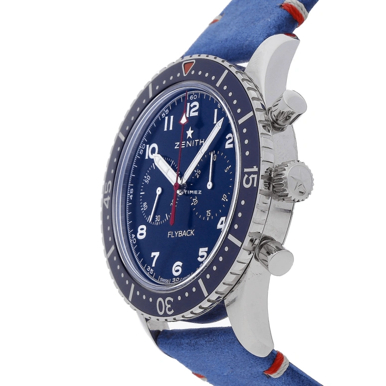 Zenith,Pilot 43mm,43mm,Stainless Steel,Blue,Automatic,Chronograph,Flyback,03,03.2241.405/51.C915