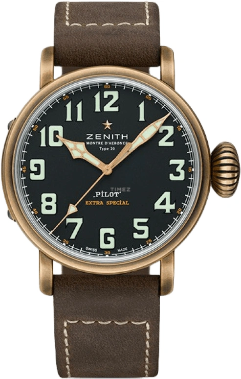 Zenith,Pilot 45mm,45mm,Titanium,Bronze,Black,Automatic,Day,55hours,29,29.2430.679/21.C753