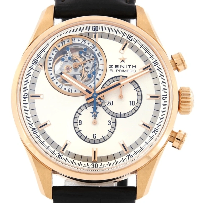 Zenith,El Primero 44mm,44mm,Rose Gold,Silver,Automatic,Chronograph,Day,Tourbillon,18,18.2050.4035/01.C631