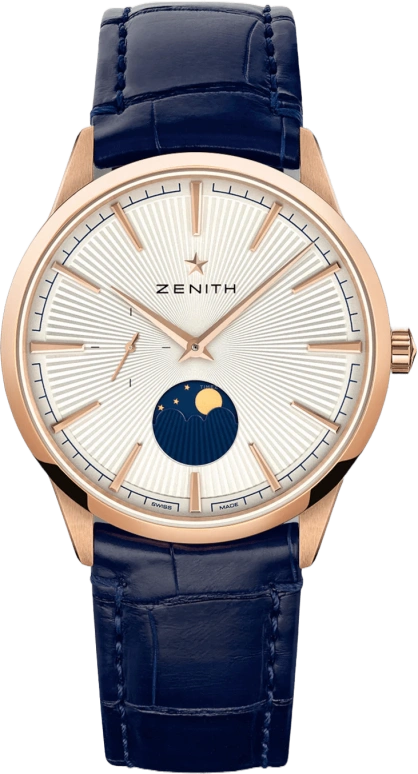 Zenith,Elite 40.50mm,40.50mm,Rose Gold,Silver,Automatic,Moonphase,50hours,18,18.3100.692/01.C922