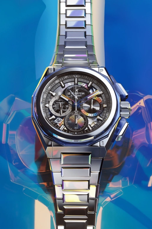 Zenith,Defy 45mm,45mm,Stainless Steel,Multi-Color,Luminous,Automatic,Chronograph,Power Reserve Indicator,03,03.9100.9004/49.I210