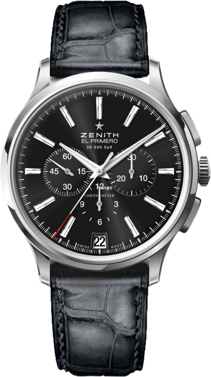 Zenith,Elite 42mm,42mm,Stainless Steel,Black,Automatic,Chronograph,Day,03,03.2110.400/21.C493