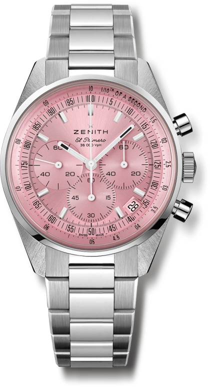 Zenith,Chronomaster 38mm,38mm,Stainless Steel,Pink,Automatic,Chronograph,Day,03,03.3202.3600/33.M3200