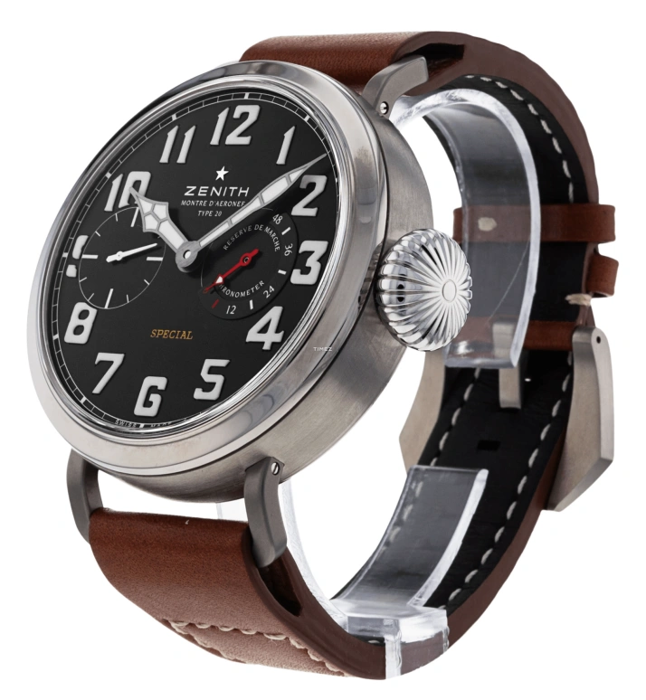 Zenith,Pilot 57.50mm,57.50mm,Titanium Gold,Black,Handwound,Power Reserve Indicator,46hours,95,95.2420.5011/21.C723