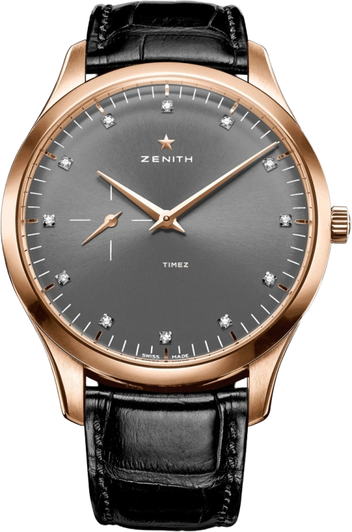 Zenith,Other 40mm,40mm,Rose Gold,Gunmetal Gray,Automatic,55hours,In-house Caliber,18,18.2010.681/92.C493