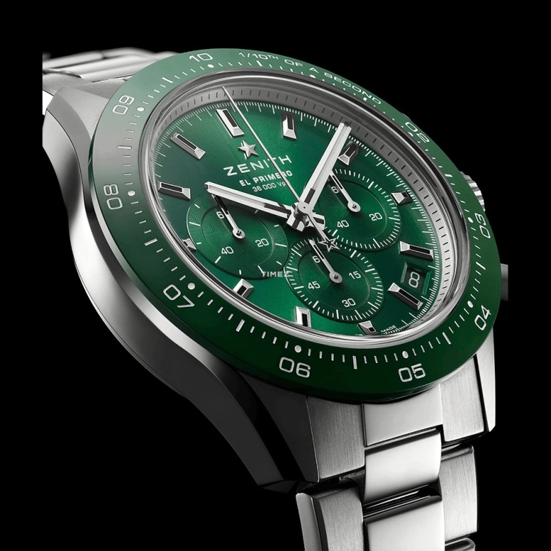 Zenith,Chronomaster Sport 41mm,41mm,Stainless Steel,Green,Automatic,Chronograph,Day,03,03.3107.3600/56.M3100