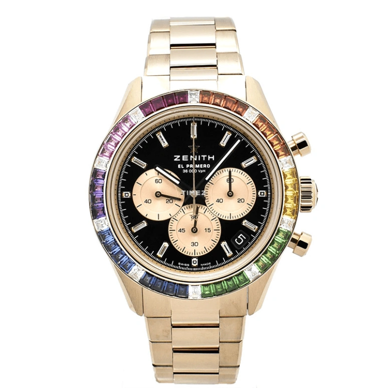 Zenith,Chronomaster Sport 41mm,41mm,Rose Gold,Black,Automatic,Chronograph,Day,22,22.3103.3600/21.M3100