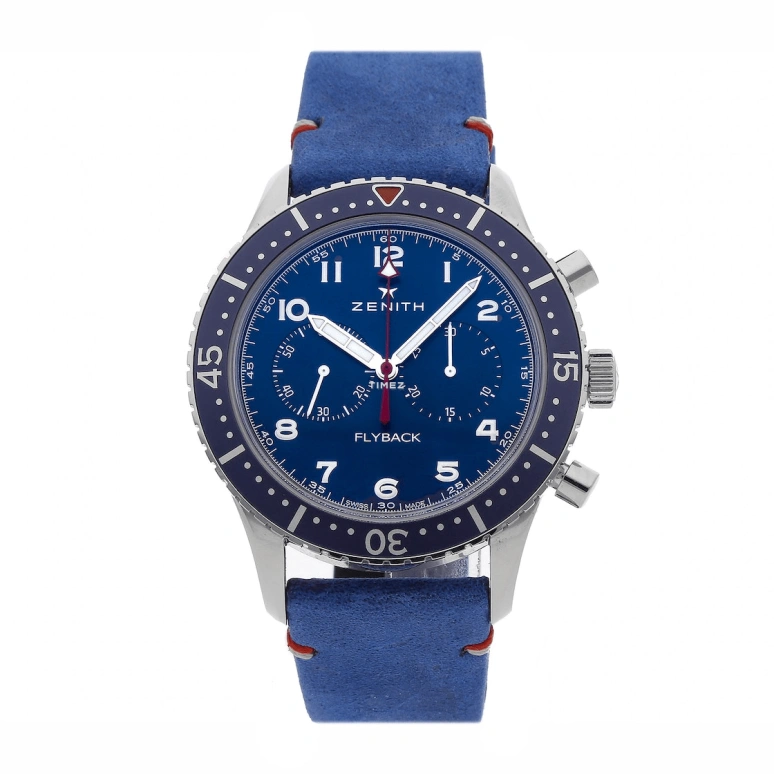 Zenith,Pilot 43mm,43mm,Stainless Steel,Blue,Automatic,Chronograph,Flyback,03,03.2241.405/51.C915