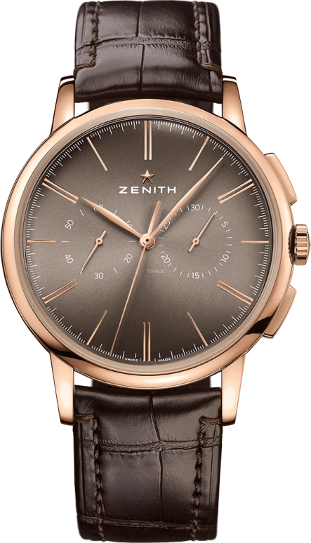 Zenith,Elite 42mm,42mm,Rose Gold,Grey,Automatic,Chronograph,Column Wheel,18,18.2270.4069/18.C498
