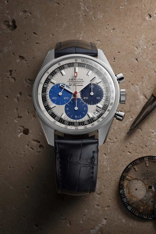 Zenith,Chronomaster 38mm,38mm,Stainless Steel,Luminous,White,Blue,Automatic,50hours,In-house Caliber,03,03.Z386.400/60.C843