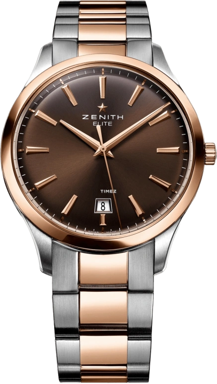 Zenith,Elite 40mm,40mm,Stainless Steel,Rose Gold,Coffee,Automatic,Day,50hours,51,51.2020.670/76.M2020