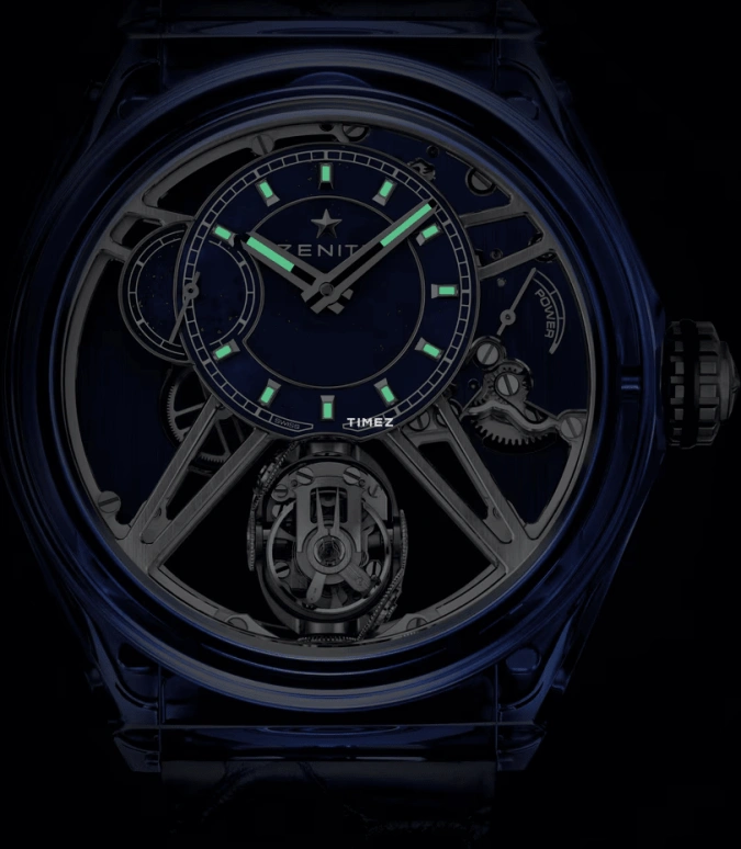 Zenith,Defy 46mm,46mm,Sapphire,Blue,Handwound,Power Reserve Indicator,Tourbillon,04,04.9003.8812/51.R584