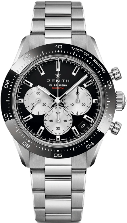 Zenith,Chronomaster Sport 41mm,41mm,Stainless Steel,Black,Automatic,Chronograph,Day,3,3.3101.3600/21.M3100
