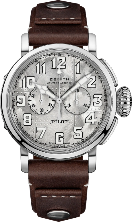 Zenith,Pilot 44mm,44mm,Silver,Automatic,Chronograph,50hours,05,05.2430.4069/17.I011