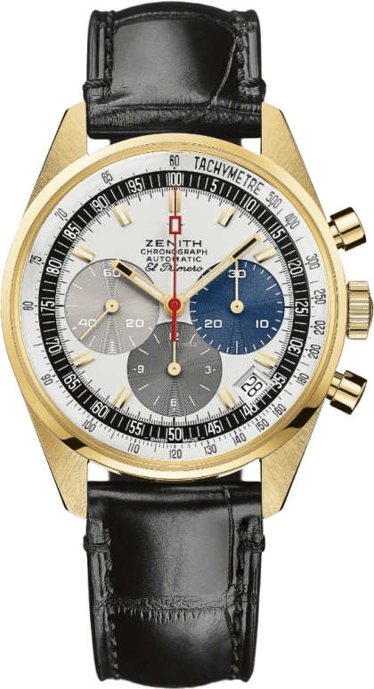 Zenith,Revival 38mm,38mm,Yellow Gold,White,Automatic,Chronograph,Date,Column Wheel,30,30.A386.400/69.C807
