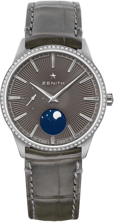 Zenith,Elite 36mm,36mm,Stainless Steel,Grey,Automatic,Moonphase,50hours,16,16.3200.692/03.C833