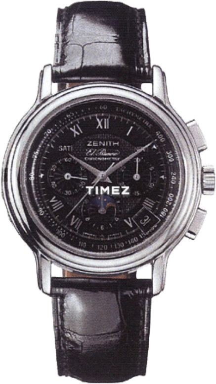 Zenith,El Primero 40mm,40mm,Stainless Steel,Black,Automatic,Chronograph,Moonphase,Month,Date,Sapphire,Crystal Glass,Round,01,01.0240.410/23.C495.GB