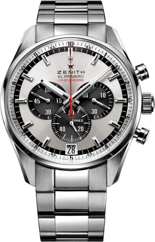 Zenith,El Primero 42mm,42mm,Stainless Steel,Black,Silver White,Automatic,Chronograph,Day,03,03.2043.4052/01.M2040