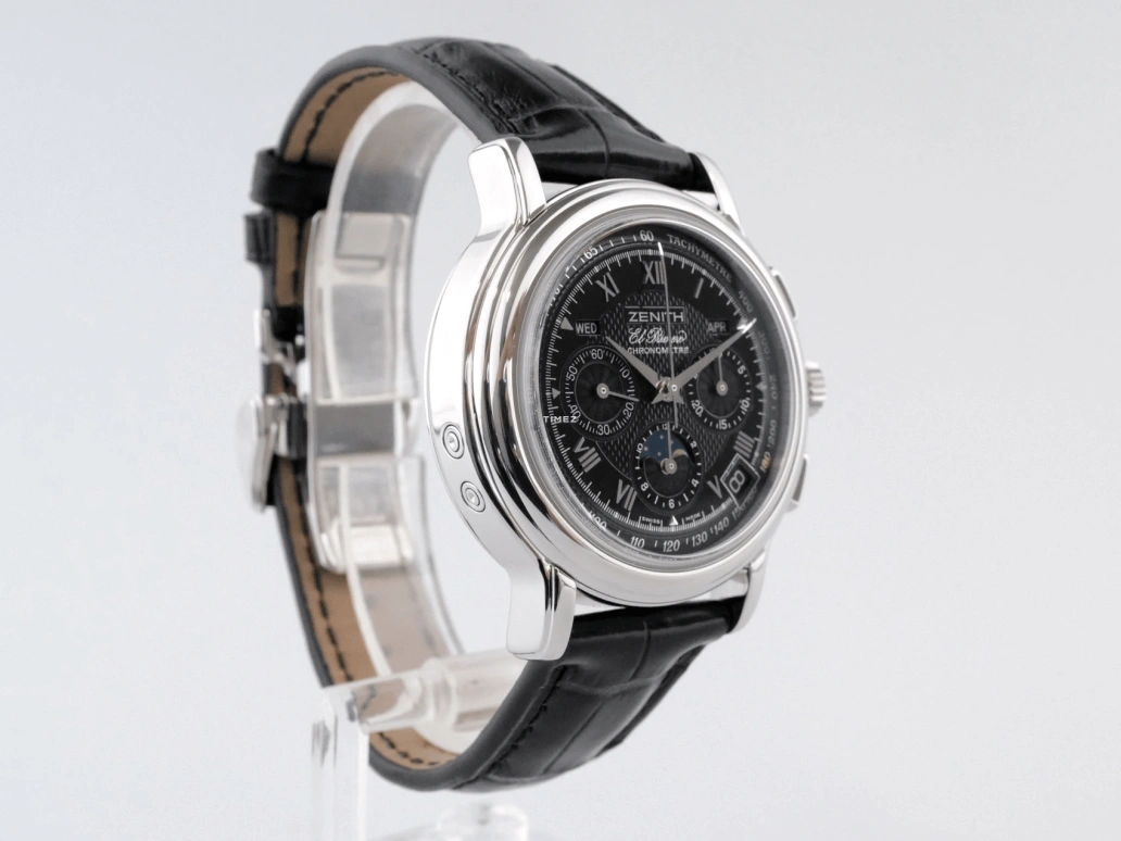 Zenith,El Primero 40mm,40mm,Stainless Steel,Black,Automatic,Chronograph,Moonphase,Month,Date,Sapphire,Crystal Glass,Round,01,01.0240.410/23.C495.GB