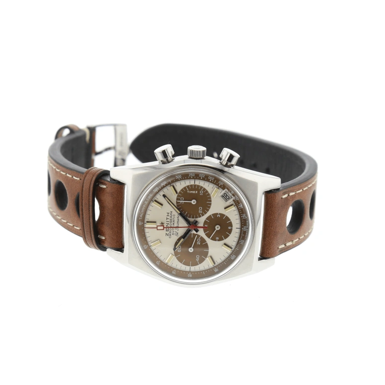 Zenith,Icons 37mm,37mm,Stainless Steel,White,Brown,Automatic,Chronograph,Day,A384