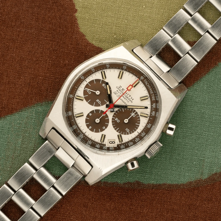 Zenith,Icons 37mm,37mm,Stainless Steel,White,Brown,Automatic,Chronograph,Day,A384