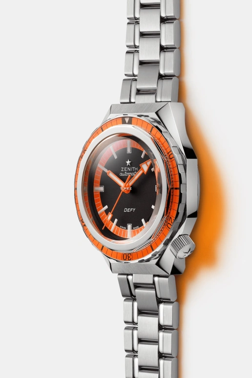 Zenith,Revival 37mm,37mm,Stainless Steel,Orange,Black,Automatic,Day,Sapphire,Crystal Glass,03,03.A3648.670/21.M3648