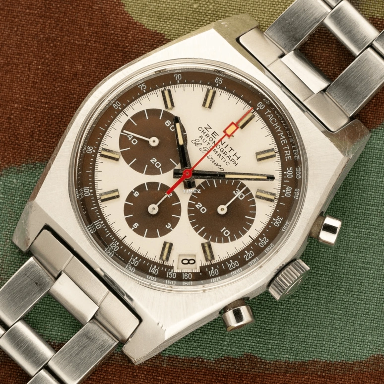 Zenith,Icons 37mm,37mm,Stainless Steel,White,Brown,Automatic,Chronograph,Day,A384