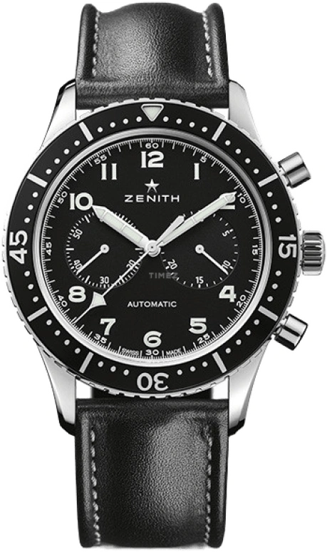 Zenith,Pilot 43mm,43mm,Stainless Steel,Black,Automatic,Chronograph,Column Wheel,03,03.2240.4069/21.C774
