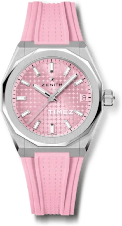 Zenith,Defy Skyline 36mm,36mm,Stainless Steel,Cherry Blossom Pink,Automatic,Day,Sapphire,Crystal Glass,03,03.9400.670/18.I001